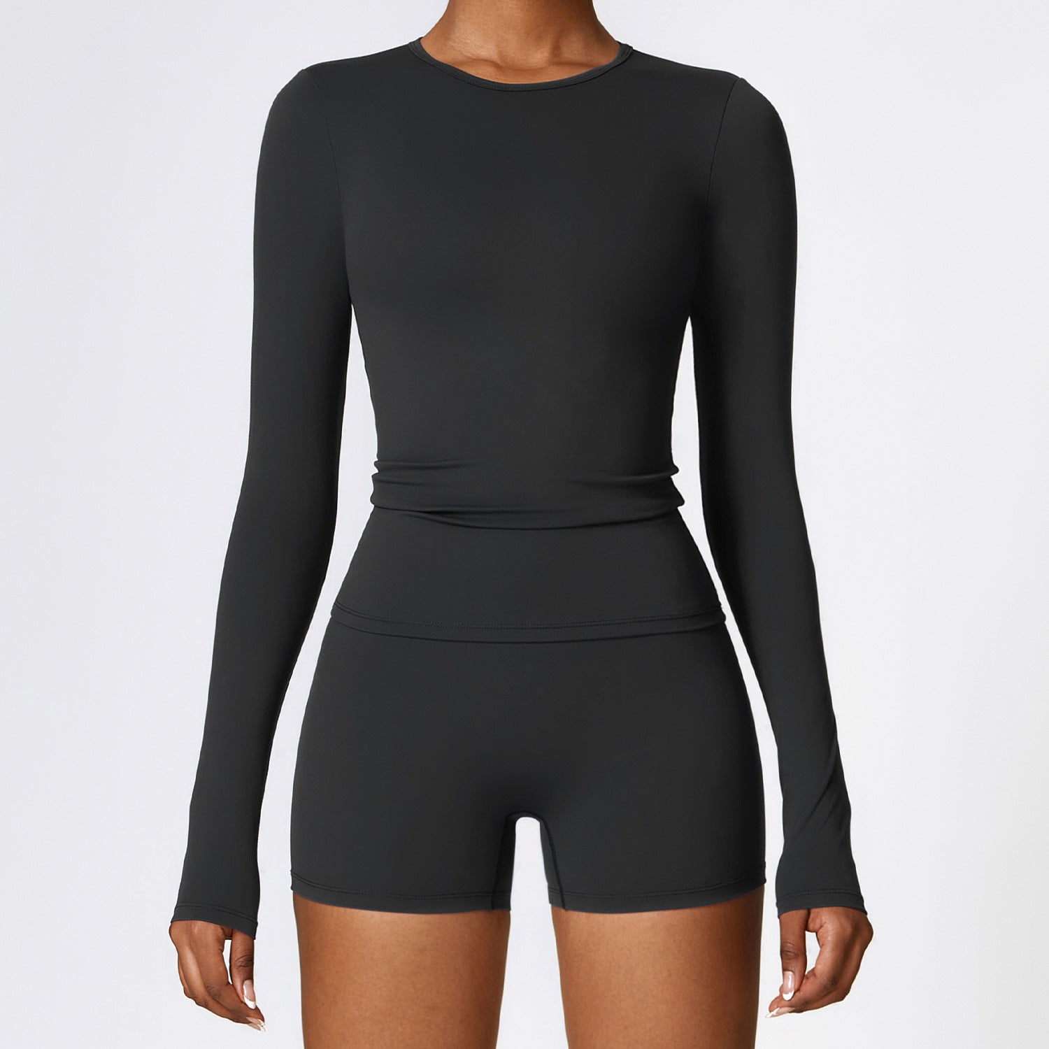 Winter brushed long-sleeved yoga wear, high-intensity fitness wear, Pilates running sports long-sleeved top