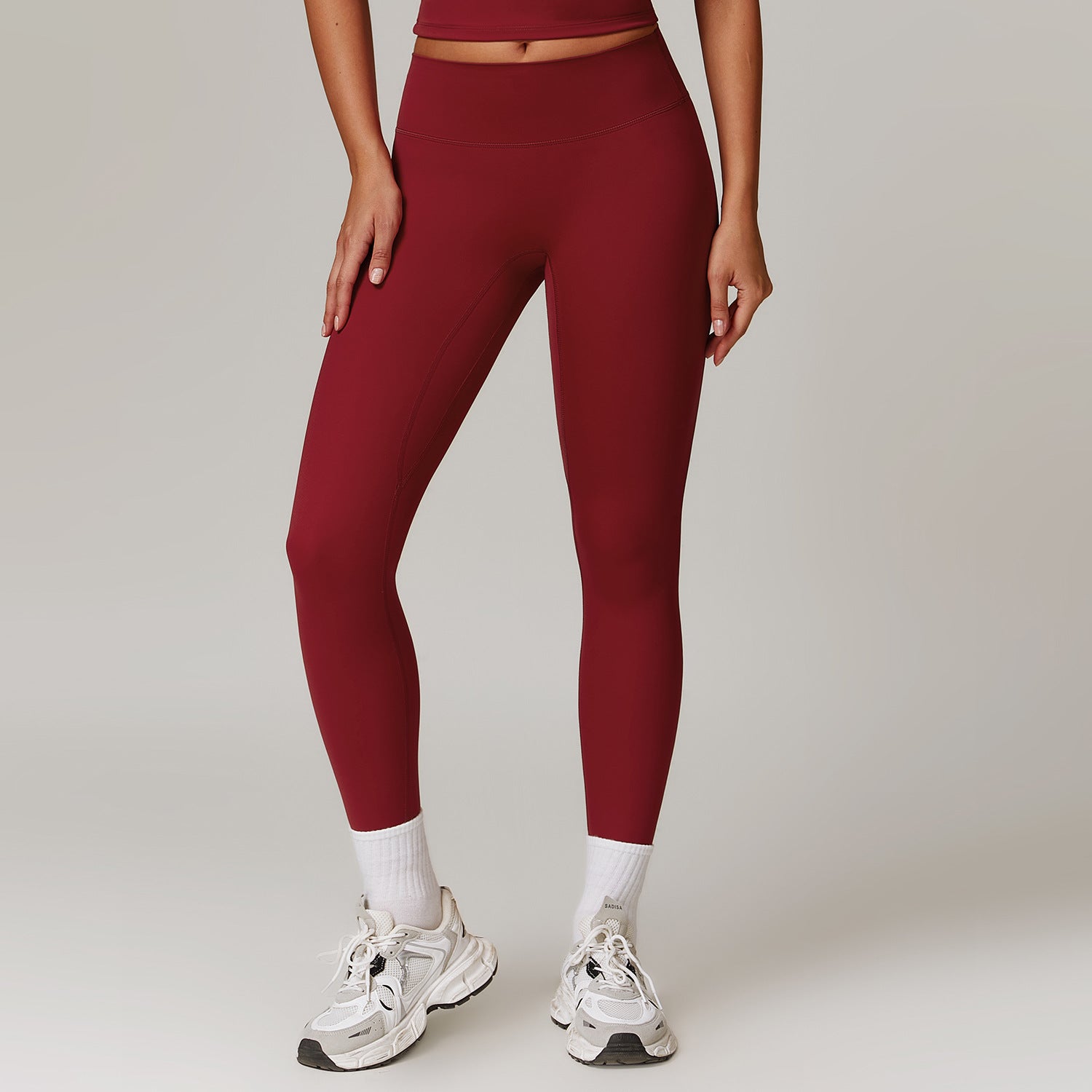 High-waisted, brushed yoga pants for women, quick-drying, suitable for running, fitness, and slimming.