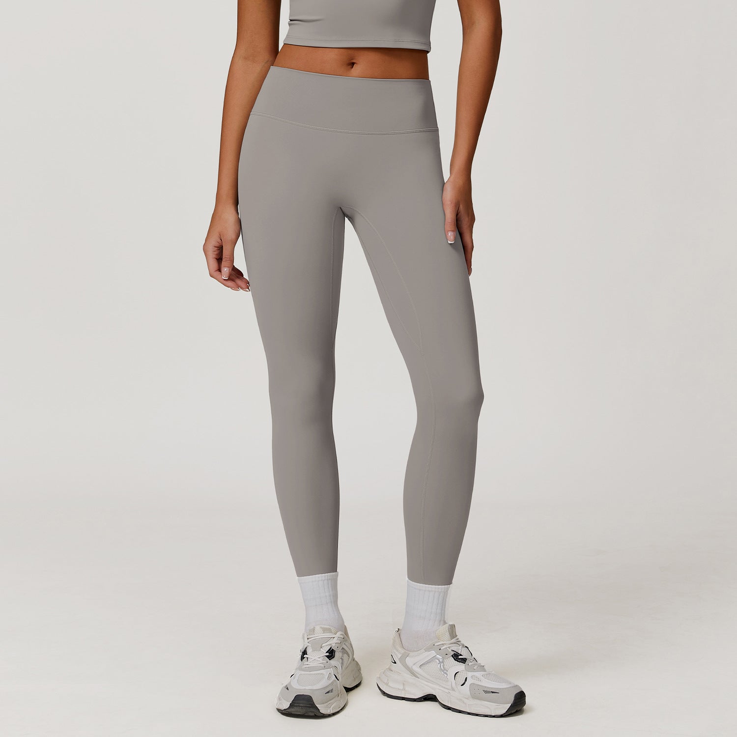 High-waisted, brushed yoga pants for women, quick-drying, suitable for running, fitness, and slimming.